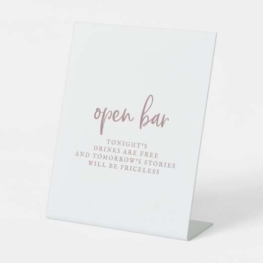 Panneau Open Bar Script Rustique Rose Gold Script (Recto)