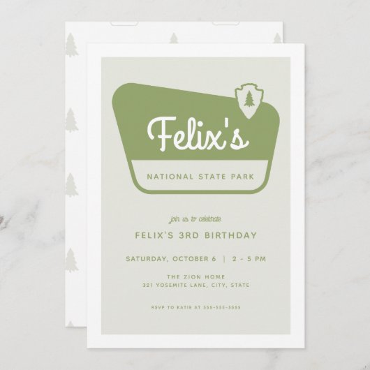 Panneau Parcs nationaux verts Invitation d'anniver (Devant / Derrière)