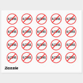 Panneau Pas d'alcool | Stickers ronds classiques (Feuille)