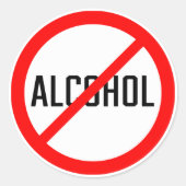 Panneau Pas d'alcool | Stickers ronds classiques (Devant)