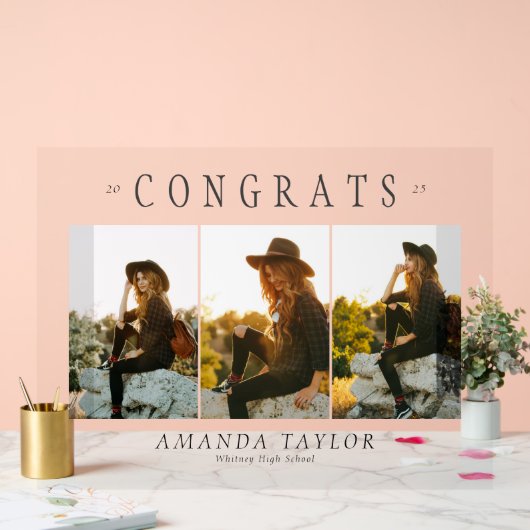 Panneau Personnalisé 3 photo Collage de diplômes (Mariage)