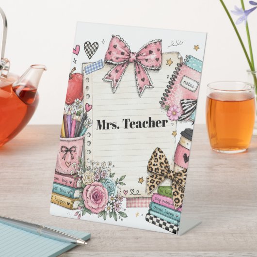 Panneau personnalisé pour enseignant, style mignon (In SItu)