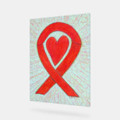 Panneau personnalisé Red Heart Awareness Ruban Art (Angle)