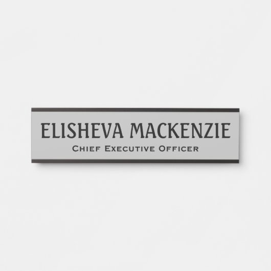 Panneau Plaque de nom de la porte de bureau - gris (Devant)