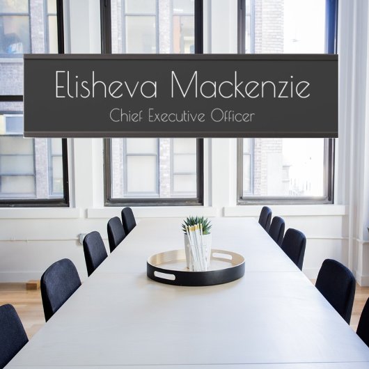 Panneau Plaque de nom de la porte de bureau - noir