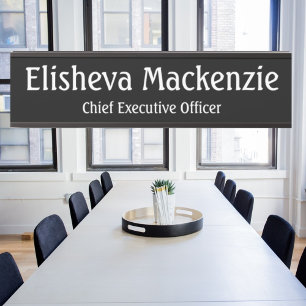 Panneau Plaque de nom de la porte de bureau - noir