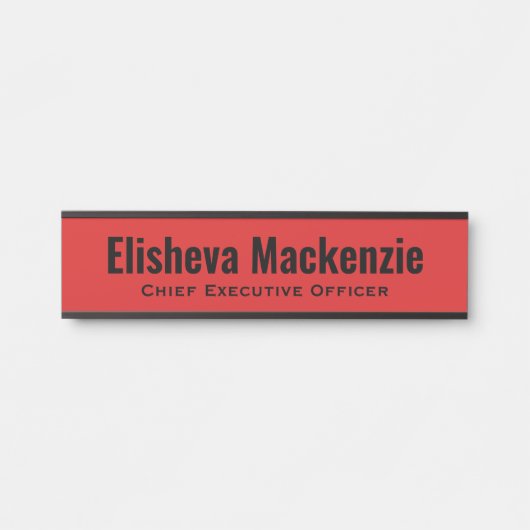 Panneau Plaque de nom de porte du bureau rouge (Devant)