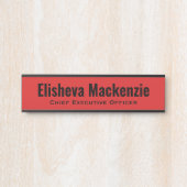 Panneau Plaque de nom de porte du bureau rouge (Devant)