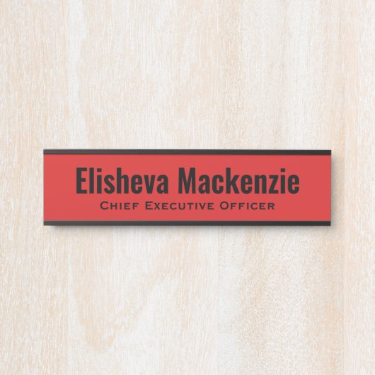 Panneau Plaque de nom de porte du bureau rouge (Devant)