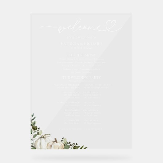 Panneau Programme Mariage de automne Citrouille ve (Recto)