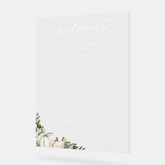 Panneau Programme Mariage de automne Citrouille ve (Angle)