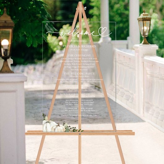 Panneau Programme Mariage de automne Citrouille ve