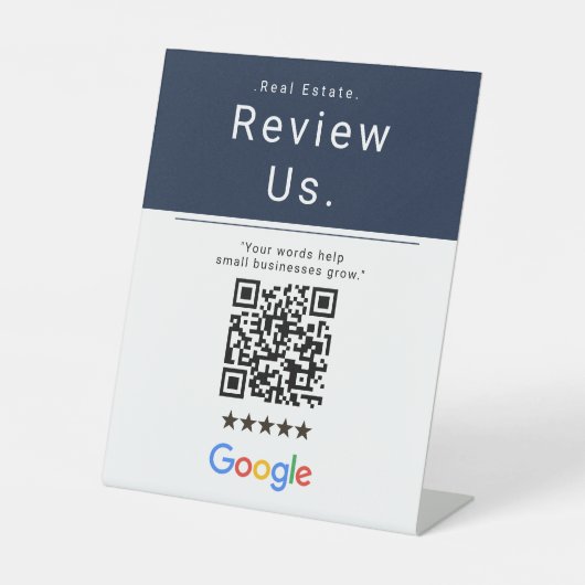 Panneau QR Code Avis Realtor Bleu Classique Gras (Recto)