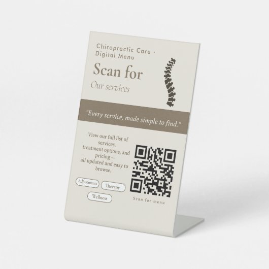 Panneau QR Code de Menu Neutre | Menu Numérique (Recto)