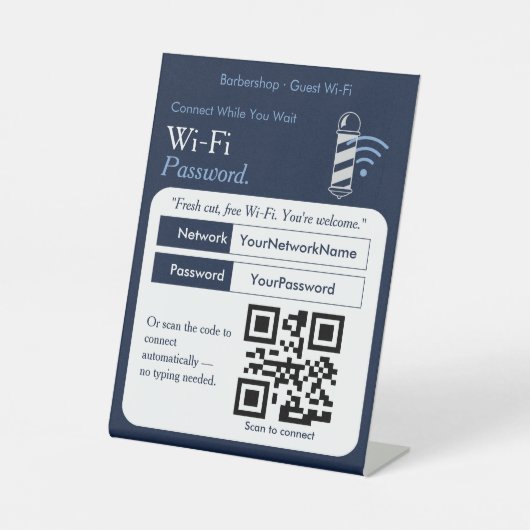 Panneau QR Code de mot de passe WiFi gras | Wi‑Fi (Recto)
