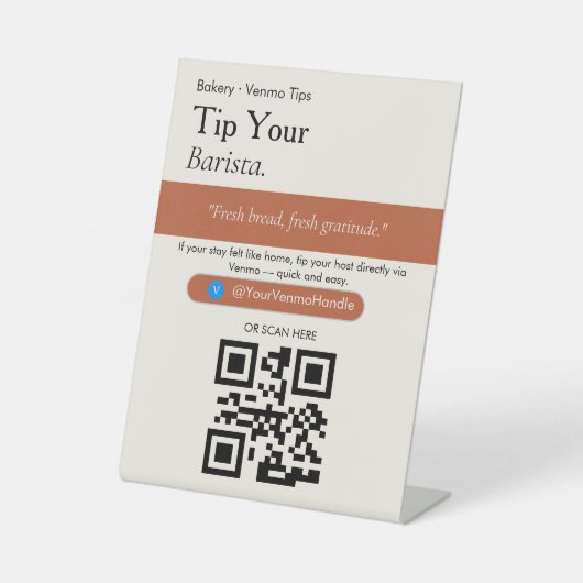 Panneau QR Code de Pourboire Esthétique pour Votre (Recto)