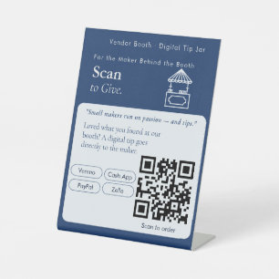 Panneau QR Code pour pourboire en bleu gras Paie