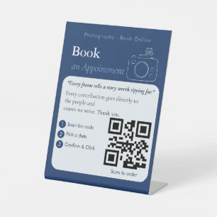 Panneau QR Code Réservation Livre Bleu Gras Rend