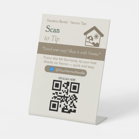 Panneau QR Code « Scan to Tip » Gras Neutre | Pour (Recto)