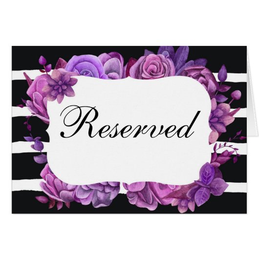 Panneau réservé aux fleurs violettes. Mariage rayé (Devant Horizontal)