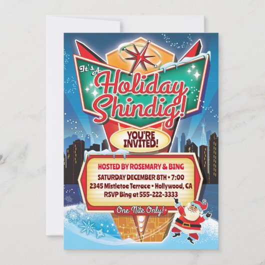 Panneau Retro Neon Invitation de Noël (Devant)