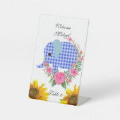 Panneau Rose bleu éléphant Floral (Recto)