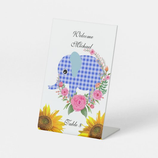 Panneau Rose bleu éléphant Floral (Recto)