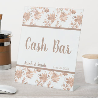 Panneau rose Gold Floral sur White Cash Bar Pedest