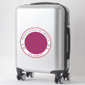 Panneau rouge et violet pour autocollant de vacanc (Sur valise)