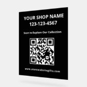 Panneau signalétique en acrylique avec code QR mar (Angle)