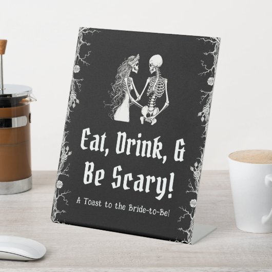 Panneau Squelette de Halloween noir Manger Boire & (In SItu)