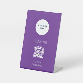 Panneau sur socle – Affichage de menu QR | violet