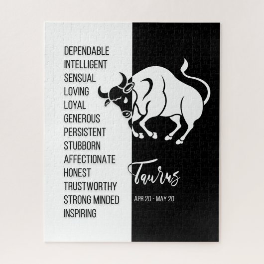 Panneau Taurus Zodiac, Puzzle noir et blanc (Vertical)