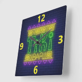 Panneau Tiki Bar Neon Carré Horloge murale (Angle)