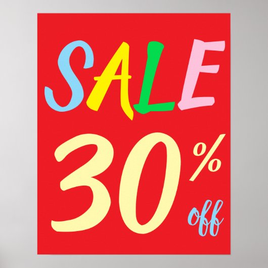 Panneau Vente importante, 30% Promo Poster (Devant)