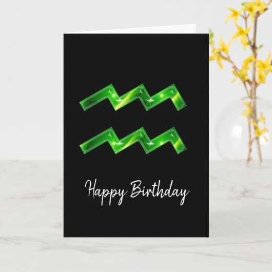 Panneau vert Aquarius Carte d'anniversaire (Fleur jaune)