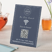 Panneau WiFi Code QR Bleu Marine Classique (In SItu)