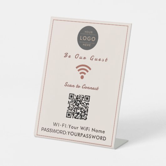 Panneau WiFi Code QR Terre Cuite Rose (Recto)