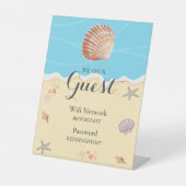 Panneau Wifi de mariage estival océan bleu minimal (Recto)