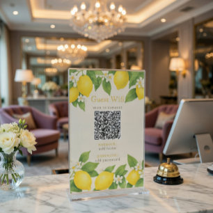 Panneau WiFi invité avec code QR décoré de citrons