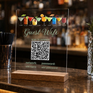 Panneau WiFi invité transparent avec code QR