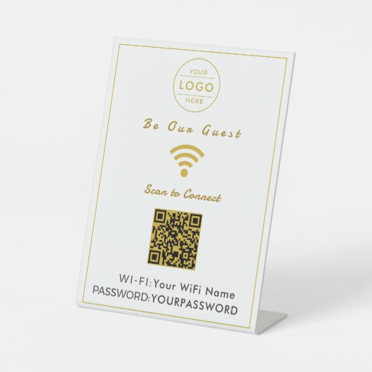 Panneau WiFi QR Code Or Faux Élégant (Recto)
