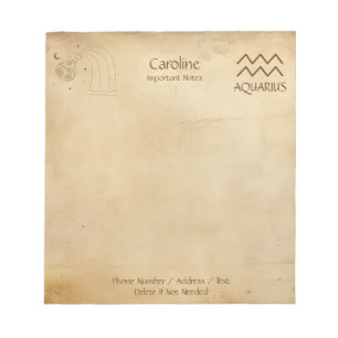 Panneau Zodiac Aquarius - Bloc-notes personnalisab
