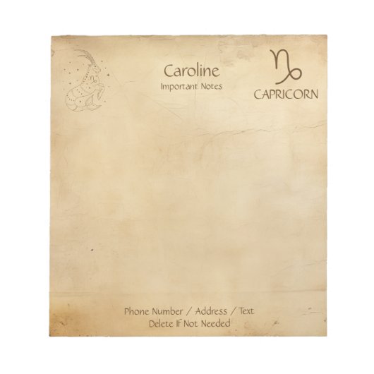 Panneau Zodiac Capricorne - Bloc-notes personnalis (Devant)