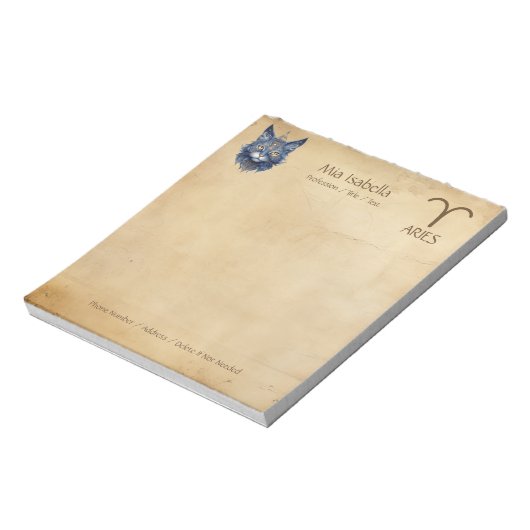 Panneau Zodiac & Chat céleste - Bloc-notes (Tourné)