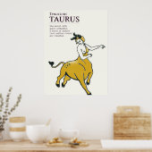 Panneau Zodiaque Taurus Bull Boho Poster d'astrolo (Cuisine)