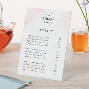 Panneaux de liste de prix élégants Monogramme pour