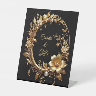 Panneaux de table à cadre orné de fleurs dorées