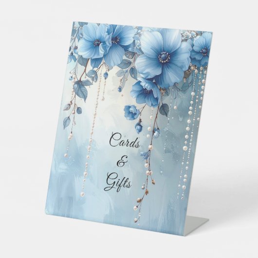 Panneaux de table Fleurs bleues et perles (Recto)