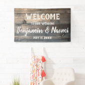 Panneaux en bois épousant la bannière bienvenue (En situation)